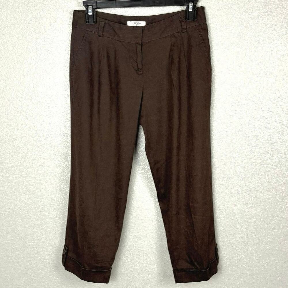 Ann Taylor Loft Petites 00P Linen Blend Cropped Slacks Dress Pants Zipper Clasps